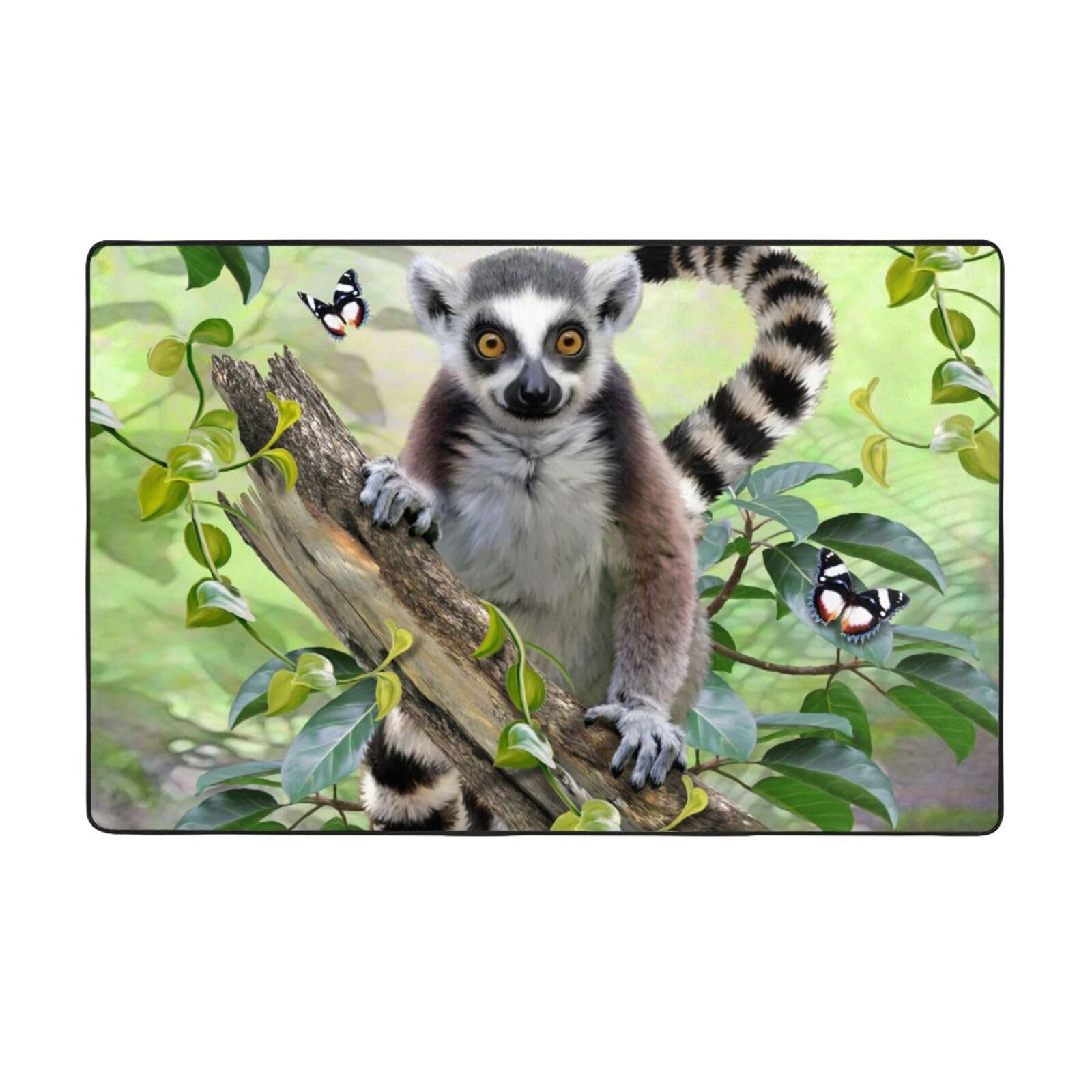 Tapis doux lémurien à queue imprimé pour salon et chambre