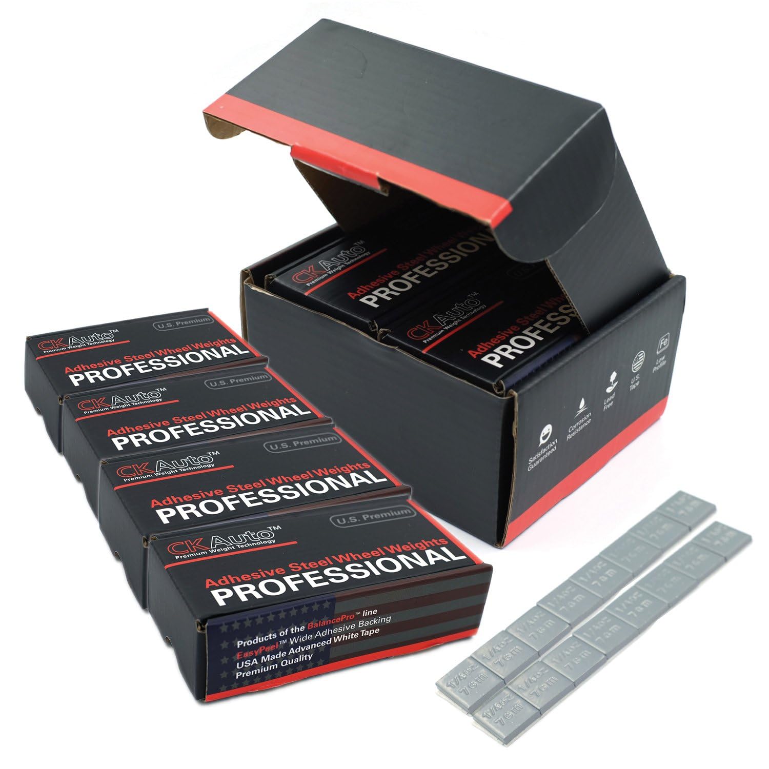 CKAuto 0.25oz Adhesive Stick-On Wheel Weights, 4 Boxes, 240 oz Case