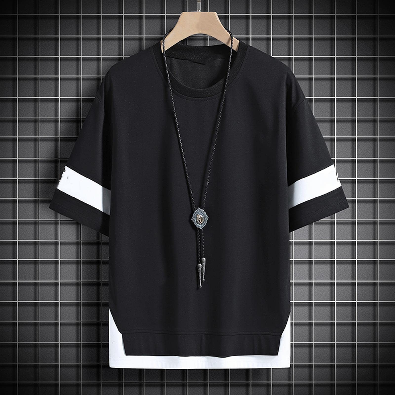 MOGSA T-shirt Uomo Streetwear T-shirt Casual Estate Maniche Corte Nero Bianco Tshirt Tees Plus Oversize