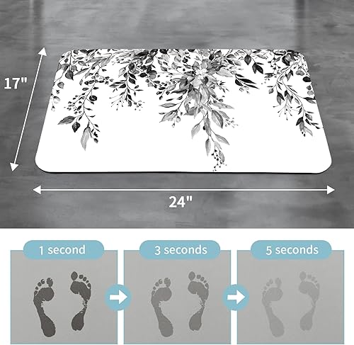 Miniatura 8 de Gibelle Alfombra de baño con hojas de eucalipto, súper absorbente, de secado rápido, delgada, para debajo de la puerta, antideslizante, parte