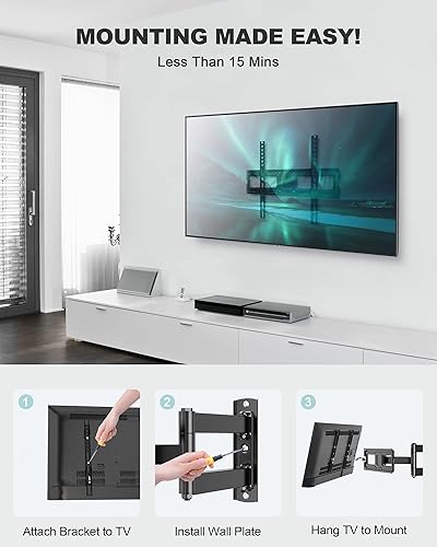 Miniatura 6 de Soporte de pared giratorio articulado de movimiento completo para TV con inclinación para televisores LED, OLED y 4K de 32-55 pulgadas con VESA de