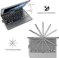 Vista 4 de TQQ Funda táctil para iPad de 9ª generación con teclado (10.2 pulgadas, 2021), trackpad multitáctil, cubierta protectora giratoria de 360°