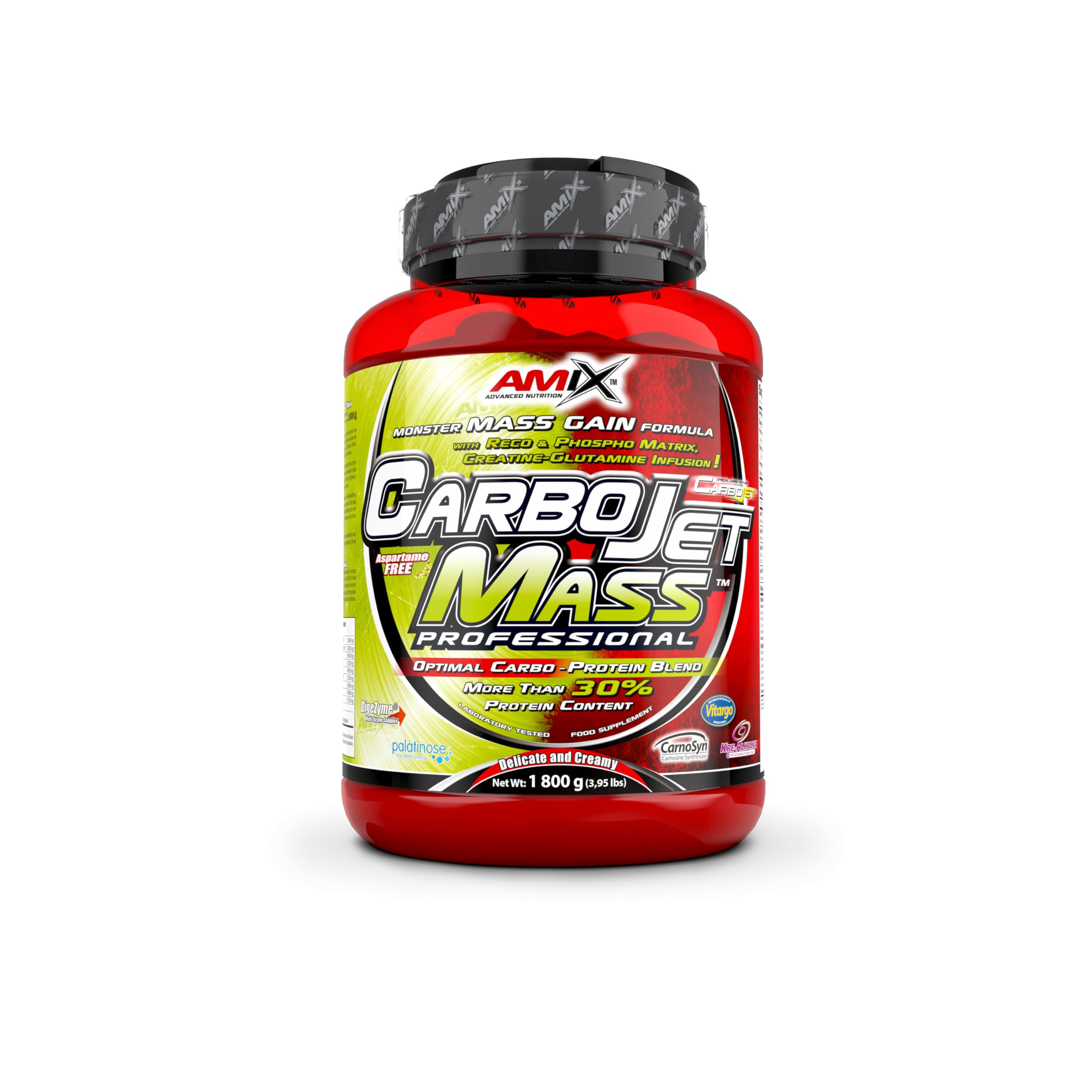 AMIX - Complemento Alimenticio - Carbojet Mass Professional - Carbohidratos y Proteínas para Aumentar la Masa Muscular - Concentrado Proteína de Suero - Recuperador Muscular - Chocolate - 1,8 KG