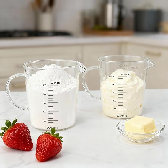 500ml/2 Cup Glass Measuring Cup,Liquid Measuring Cups with Handle for Baking,Cooking,Prepping Kitchen Essentials