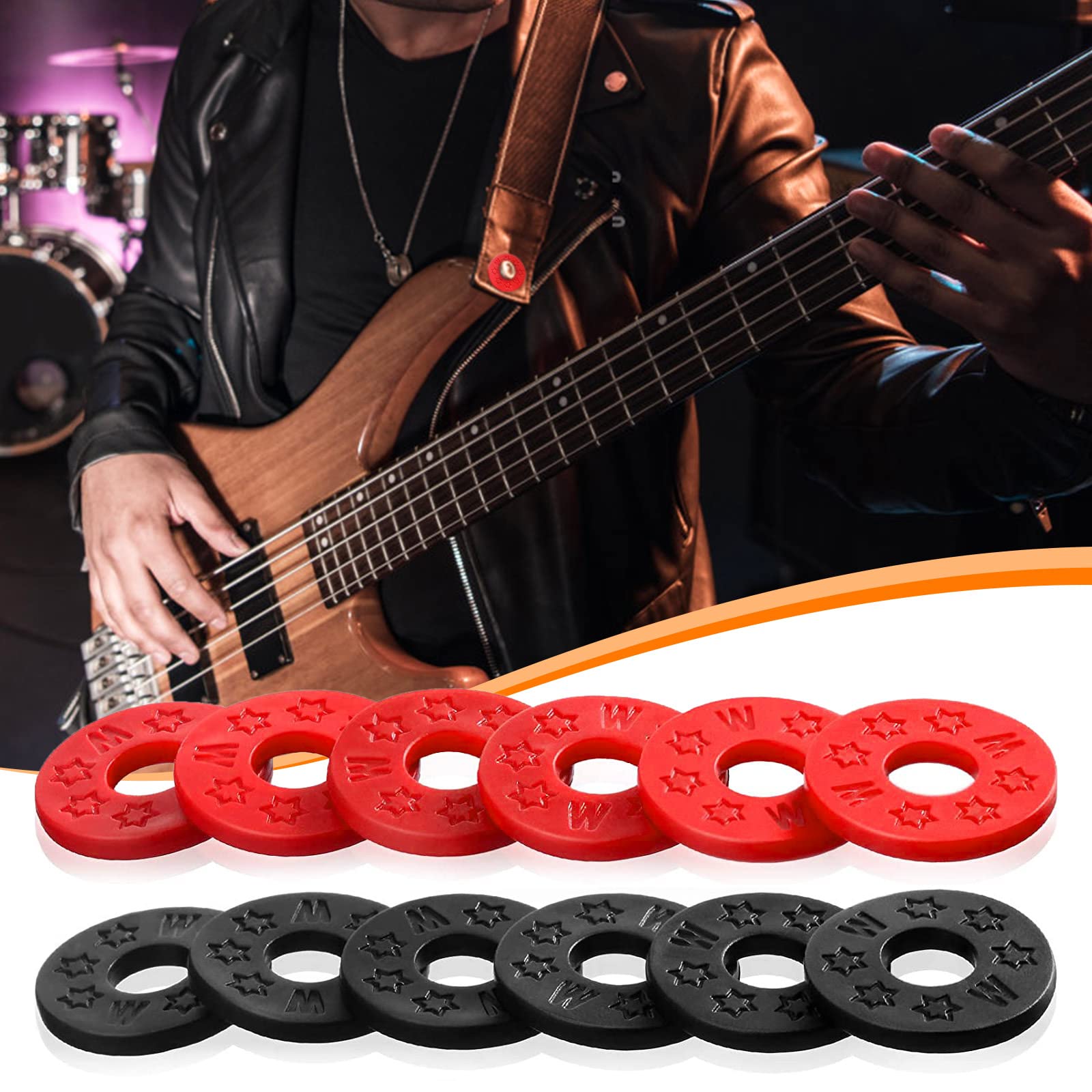Guitar Part for 12 Pieces Guitar Strap Locks Bass Washers Pads Practice Replacement Parts