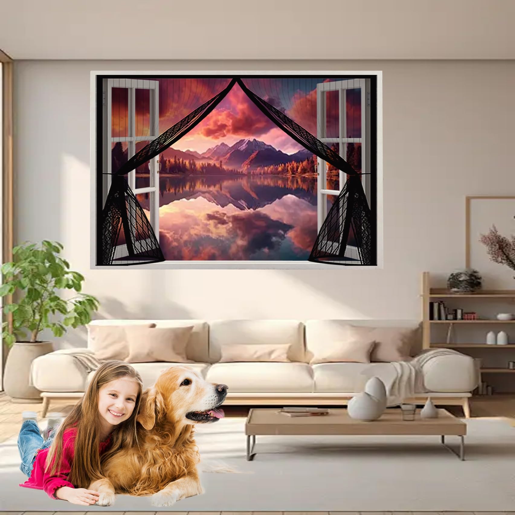 Moustiquaire enroulable 124x170cm pour portes avec rideau magnétique noir