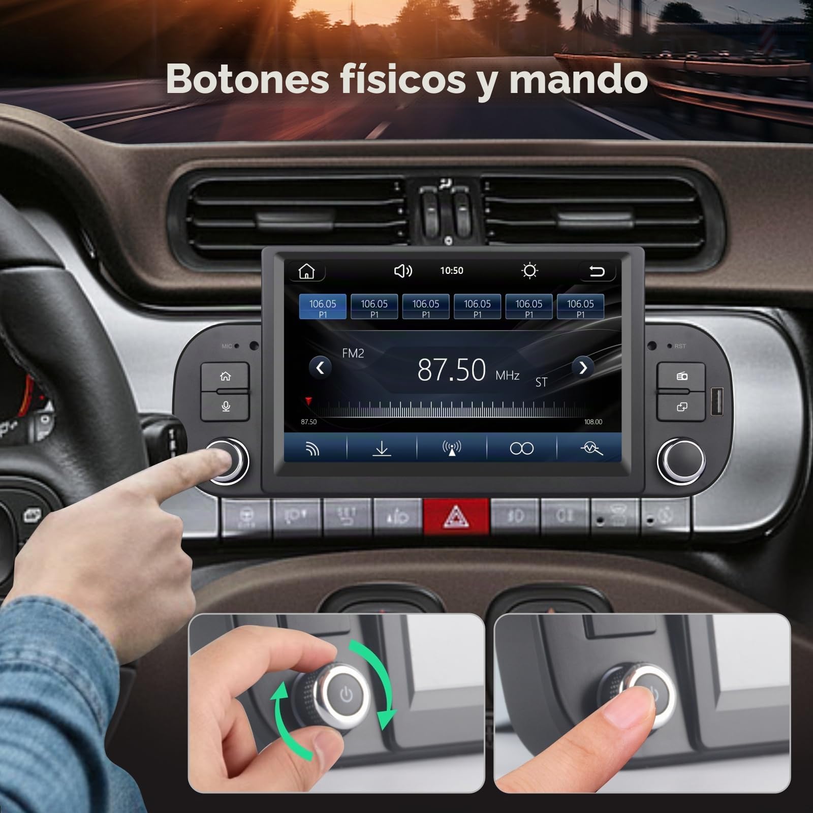 Radio de Coche Linux para Fiat Panda 2013-2025 con CarPlay inalámbrico y Android Auto, Arranque en 2 Segundos, Controles físicos, Sonido de Calidad OEM, Puerto ISO Plug & Play