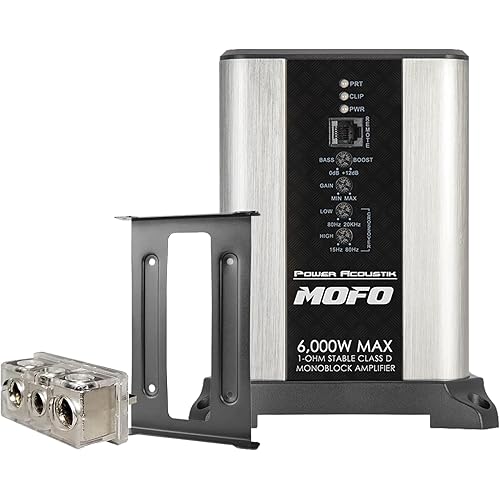 Power Acoustik Class D Monoblock Amplifier – 6,000 Watt Mono Subwoofer Amplifier for Car Audio, Compact and Stylish Car Mono Amp with Variable Bass Boost and Signal Protection