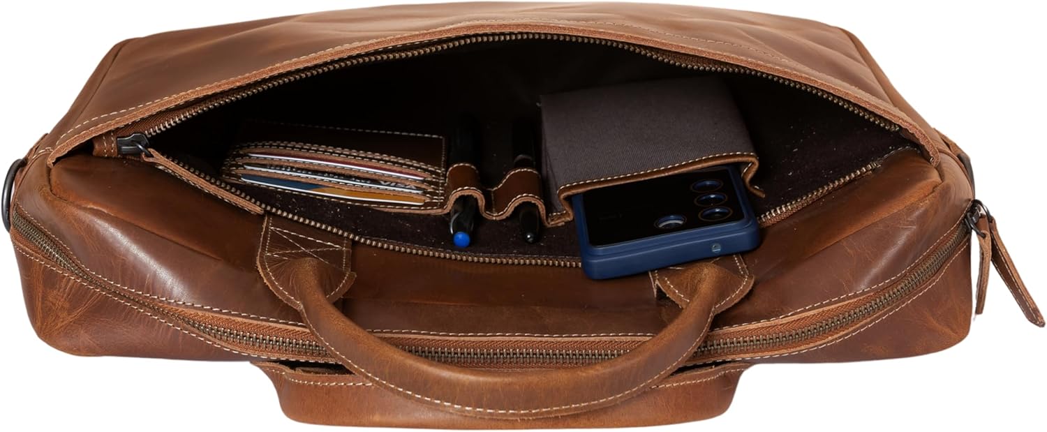 JD LEATHERS Full-Grain Buffalo Leather briefvase15.5 Inch laptop Messenger Bags Ideal Satchel Best for Men and Women - Image 7