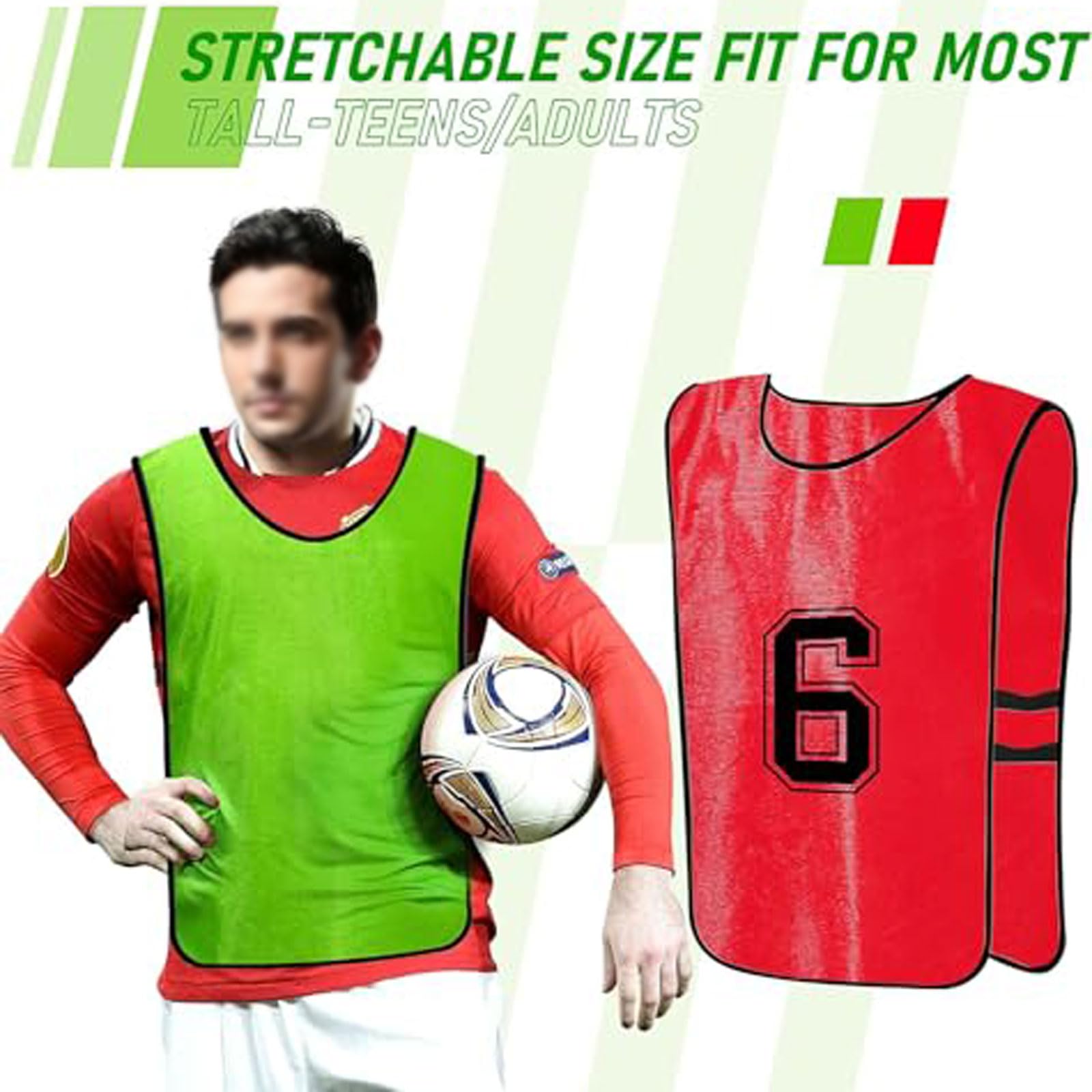 24 Stück Fußball Nummerierte Trainingsweste Fussball Leibchen Erwachsene,Fussballtraining Zubehör,Westen fürs Teamtraining,atmungsaktiv Trainingsleibchen für Volleyball Basketball,70*47CM