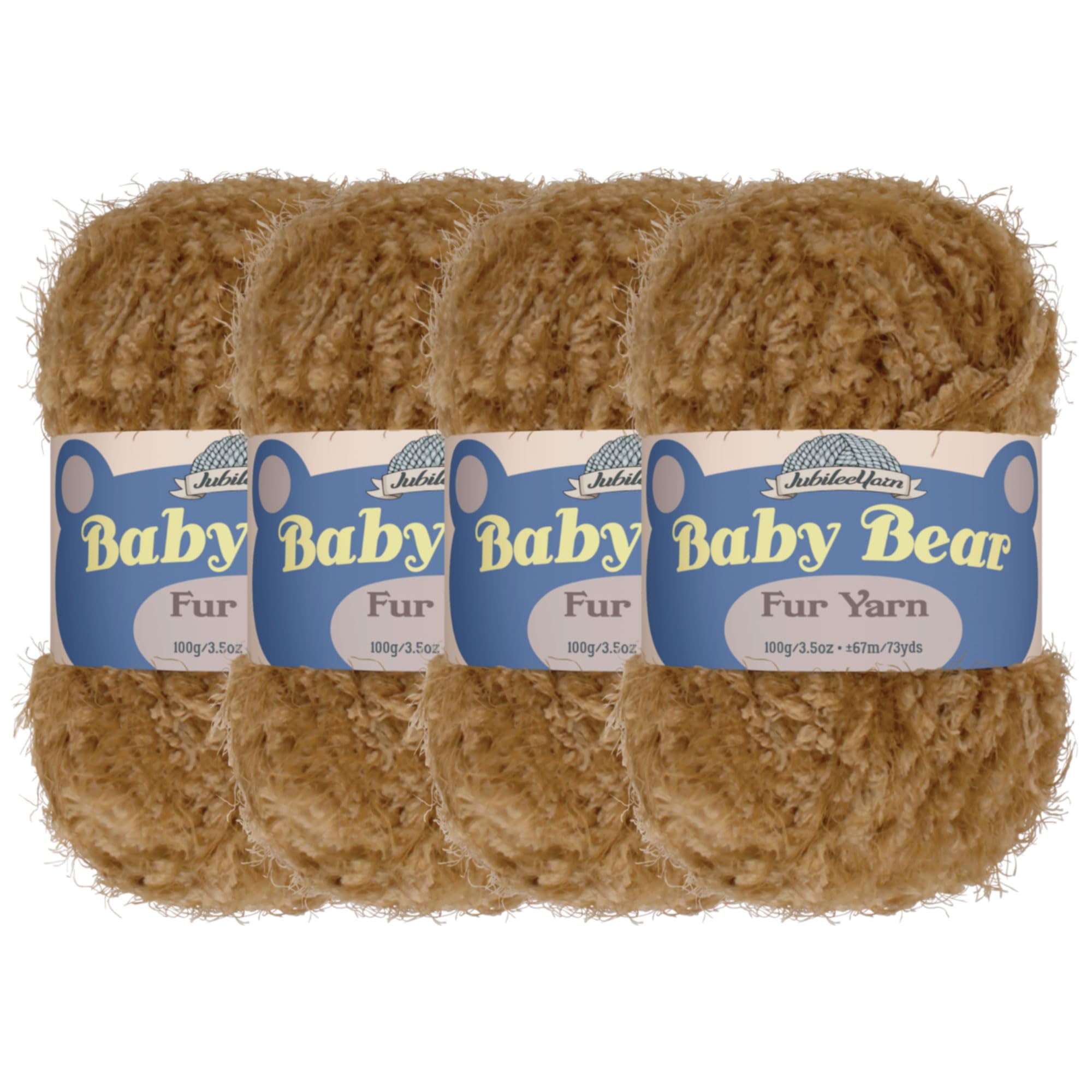 JubileeYarn - Ovillo de lana de oso bebé, 100 g, madeja de piel sintética de poliéster grueso, bronce, 4 madejas