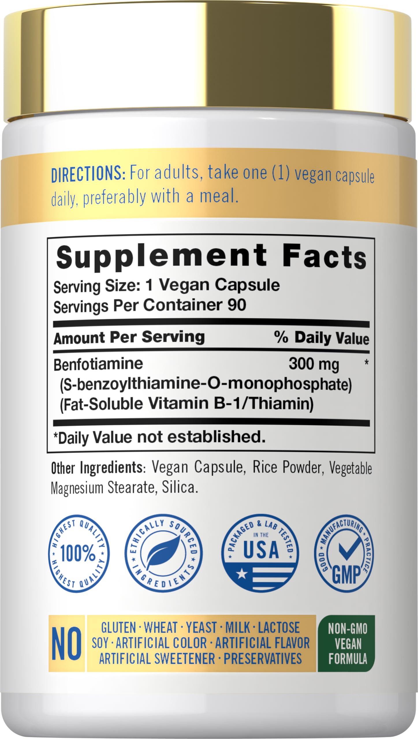 Carlyle Benfotiamine 300mg | 90 Capsules | Fat Soluble Vitamin B1 Thiamine — Amazon image 2