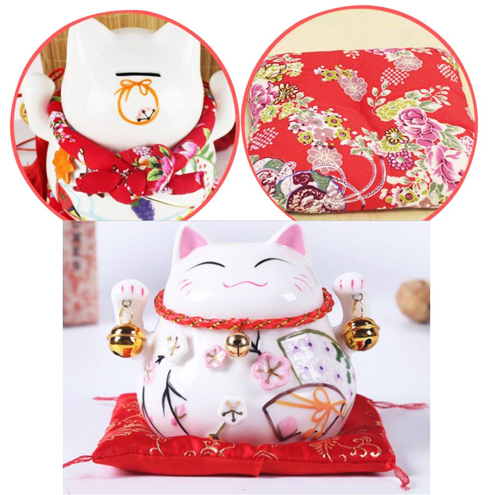 Amazon.co.jp: 4.5インチ 招き猫 日本製磁器 幸運の猫 貯金箱