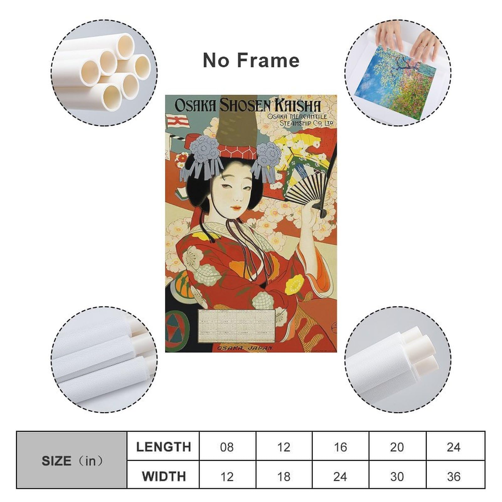 Amazon.co.jp: 和風ポスターと版画抽象的な壁アート 江戸時代芸者