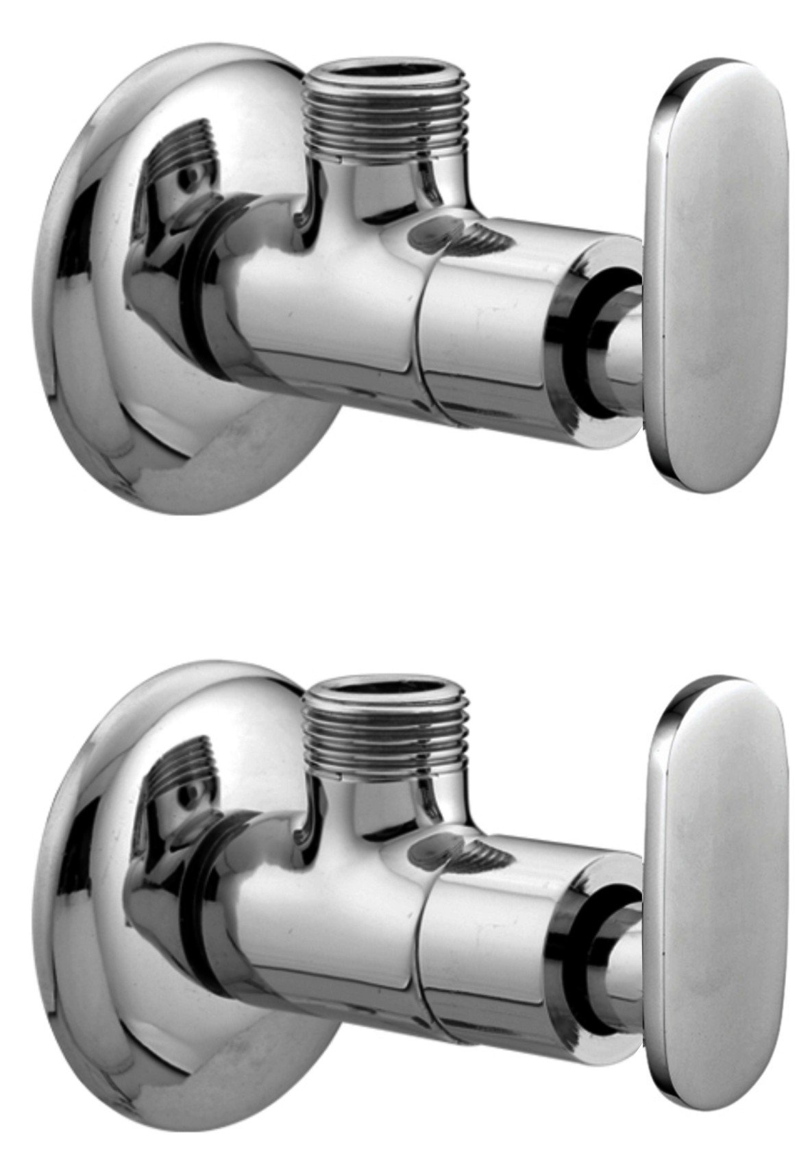 DRIZZLE Solo Brass Angle Valve Stop Cock for Bathroom Taps, Geyser and Wash Basin Connection (Silver, Chrome Finish, 2-Pieces)