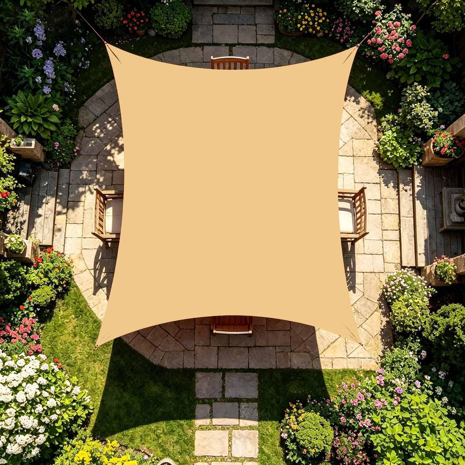 Ffsaacol Shade Sails For Outdoor Patio, Sun Shade Sail Waterproof Rectangle, UV Block Sunshade Cloth with Ropes, for Outdoor Facility and Activities 1, 13x20ft/4x6m