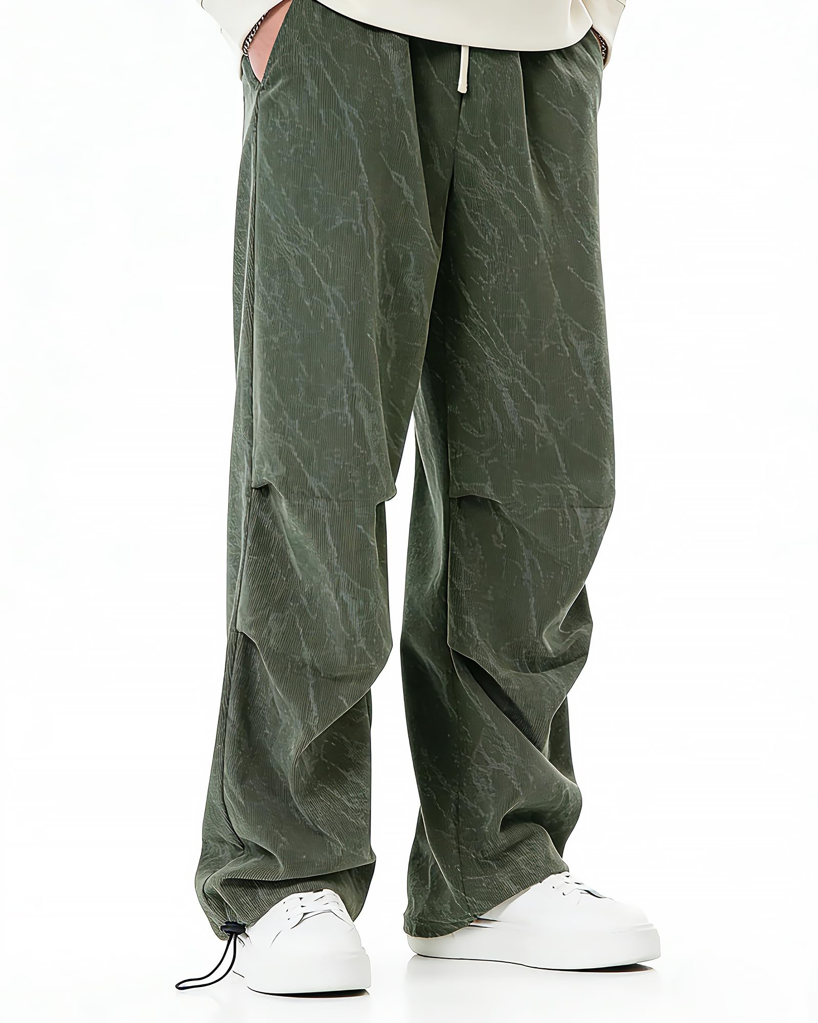 Mens Straight Leg Sweatpants Lightweight Fashion Parachute Pants with Adjustable Bottom Drawstring Trousers Streetwear