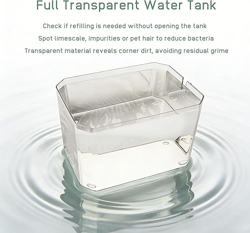 Miniatura 4 de Fuentes de agua de plástico para gatos, tanque transparente y visible, 50.7 onzas/1.5 L, cuenco de agua para gatos y perros, fuente de agua para