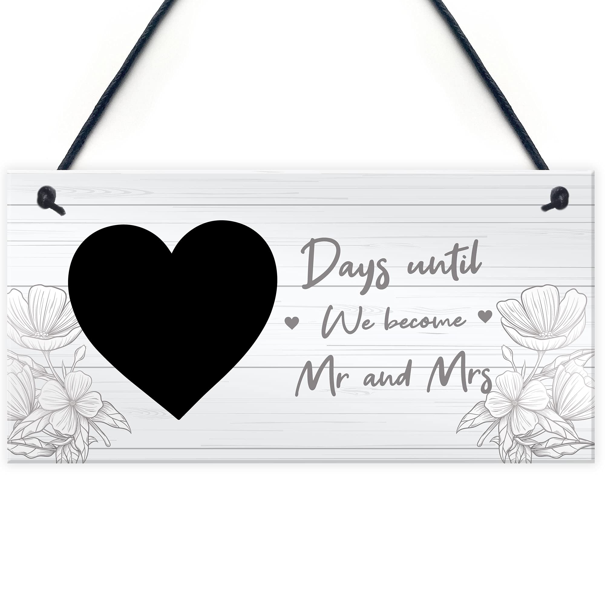 Days Until We Become Mr And Mrs Hanging Sign Wedding Gift Countdown Sign Keepsake