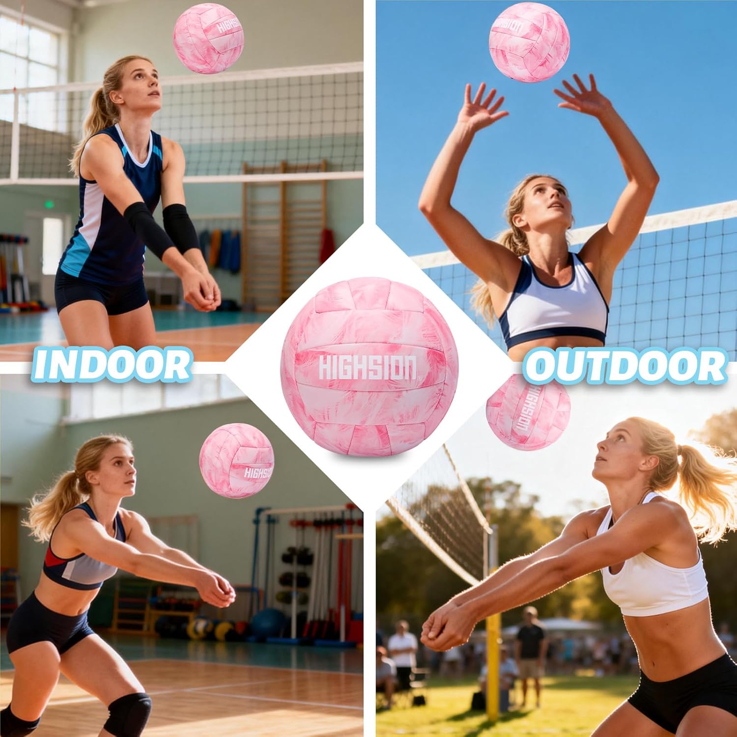 Soft Touch PU Leather Volleyball Official Size 5 Thickened Durable Indoor Outdoor Waterproof Volleyball for Teen Girls Kids Team Beginners Beach, Pool, Gym Training & Games(Deflated,With Pump)