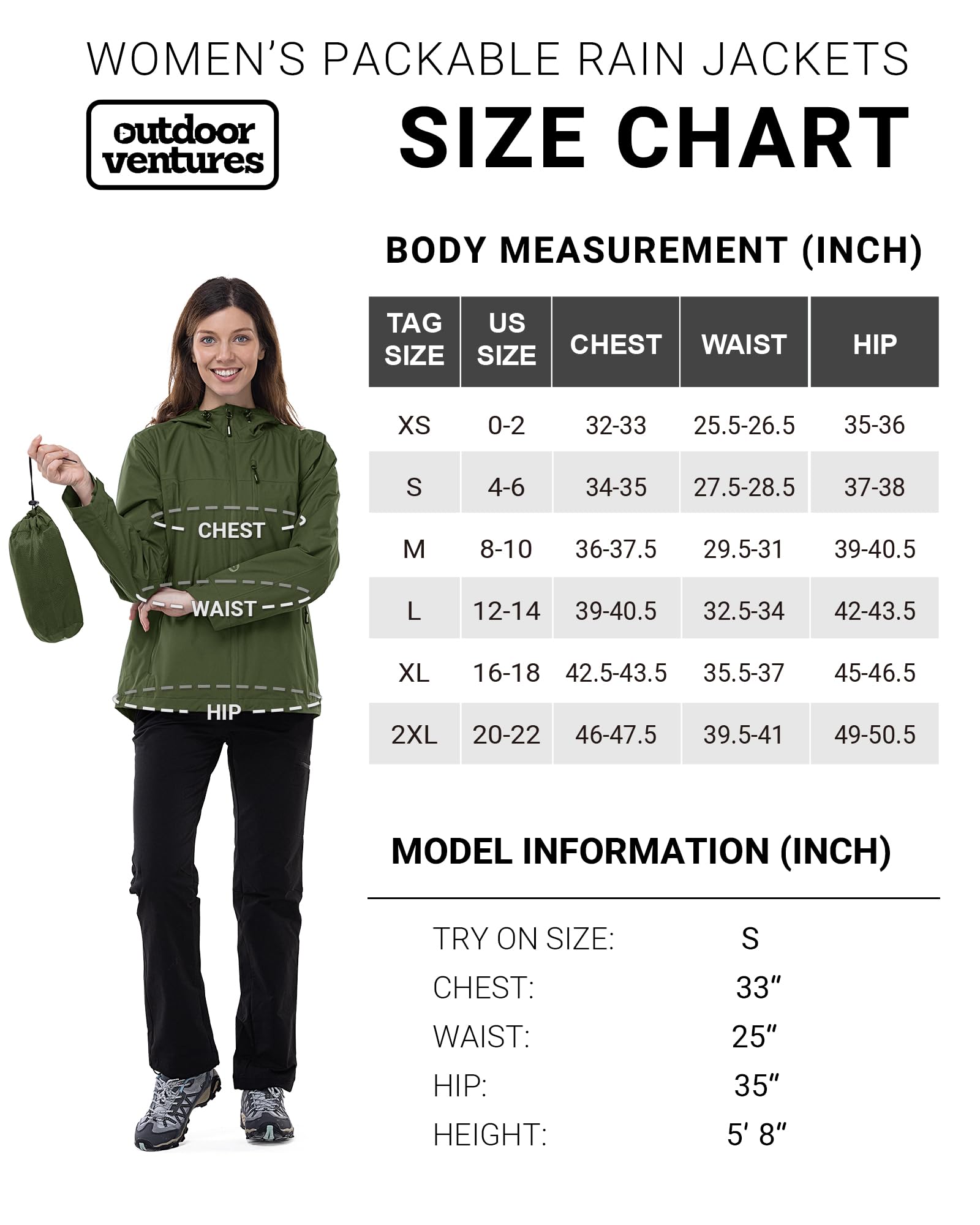 Outdoor Ventures Giacca antipioggia ripiegabile da donna, leggera, impermeabile, con cappuccio, giacca da ciclismo