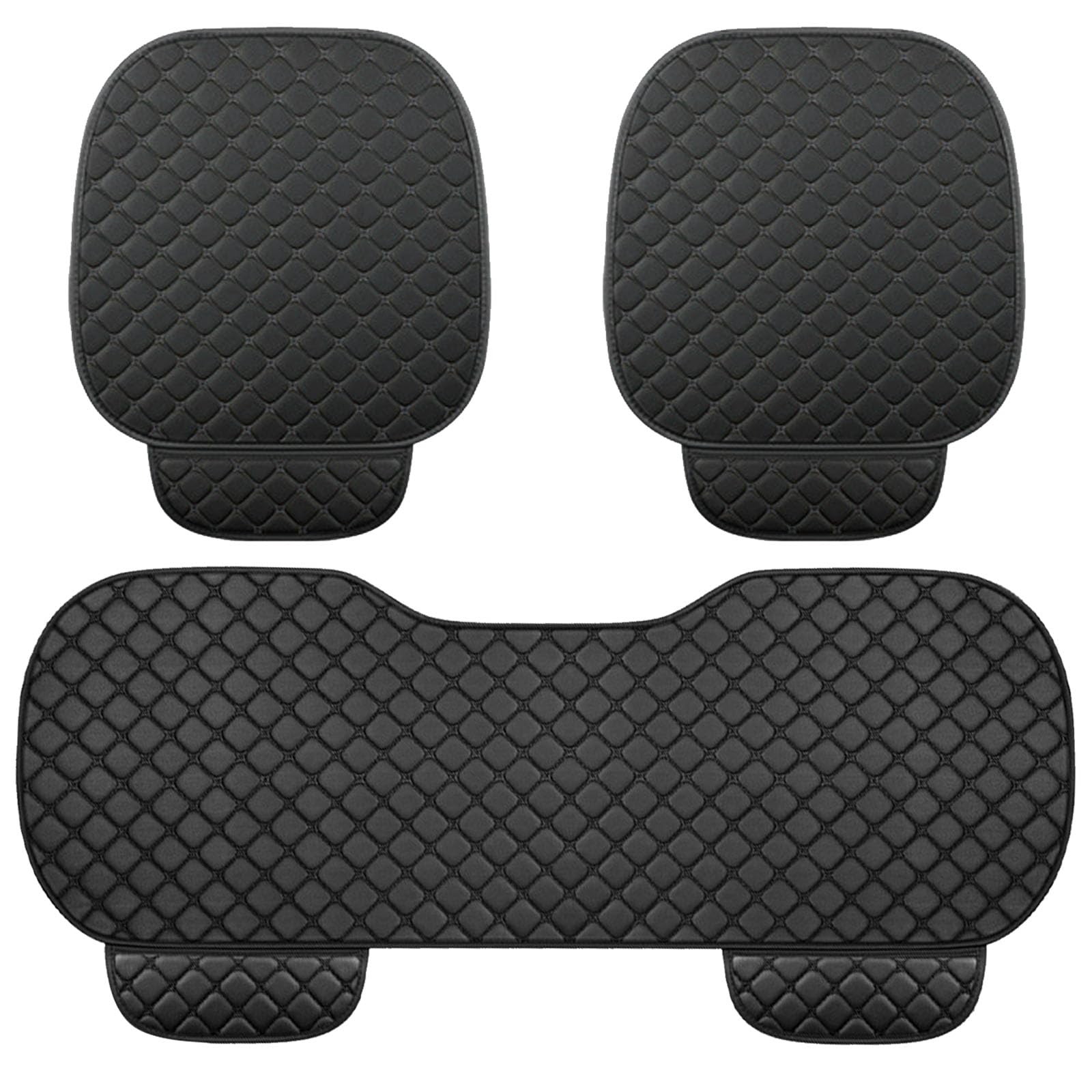 Funda de Asiento para Coche Universal Premium - Juego de 3 Piezas - Cojines para Asientos Delanteros y Trasero - Tela Transpirable, Impermeable y Antideslizante - Revestimiento Antiarañazos - Negro