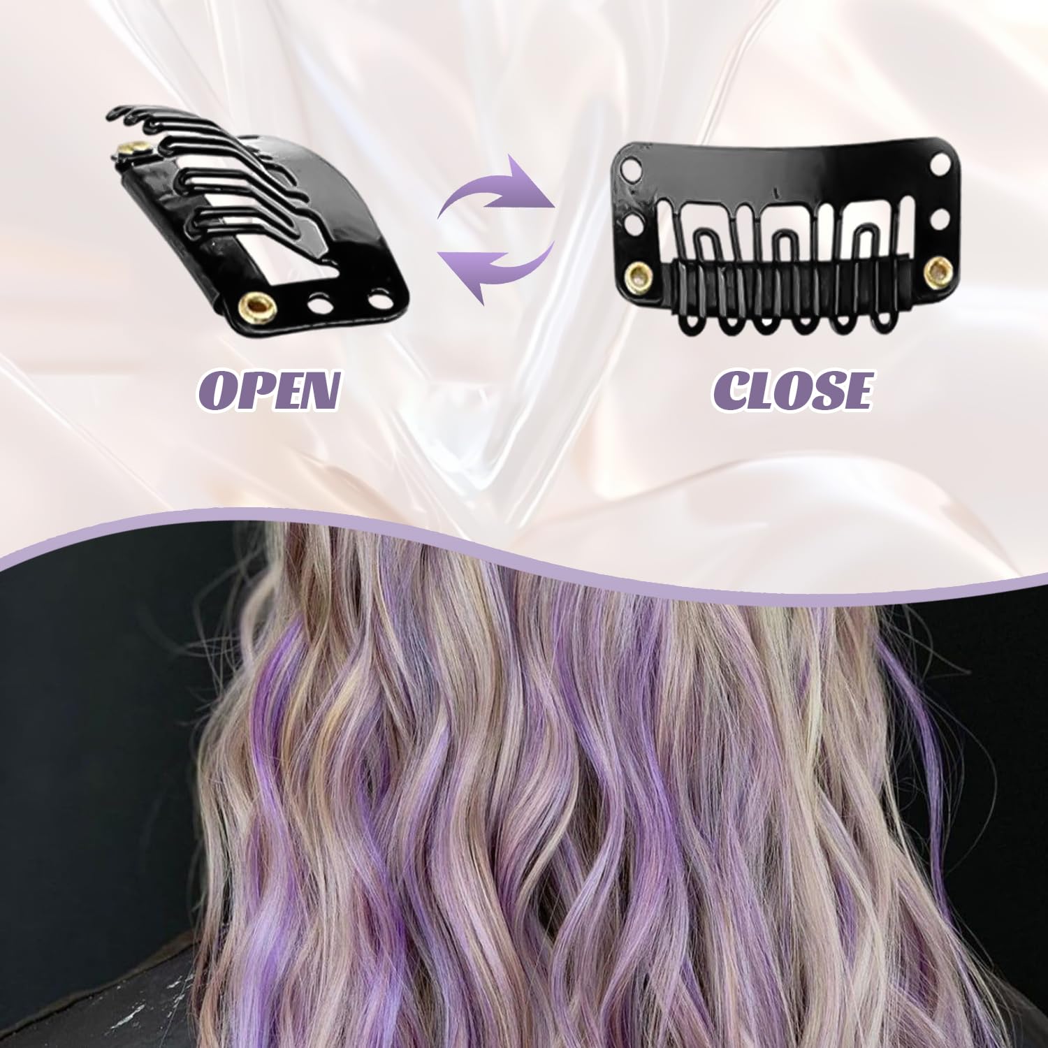 10 Pcs Hair Extensions, Mist purple - Image 4