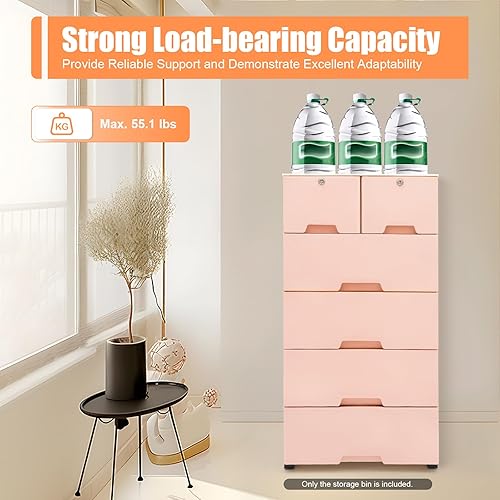 Miniatura 8 de TFCFL Armario de almacenamiento de 5 capas con 6 cajones, armario de almacenamiento para bebé, armario de plástico para niños, armario moderno de