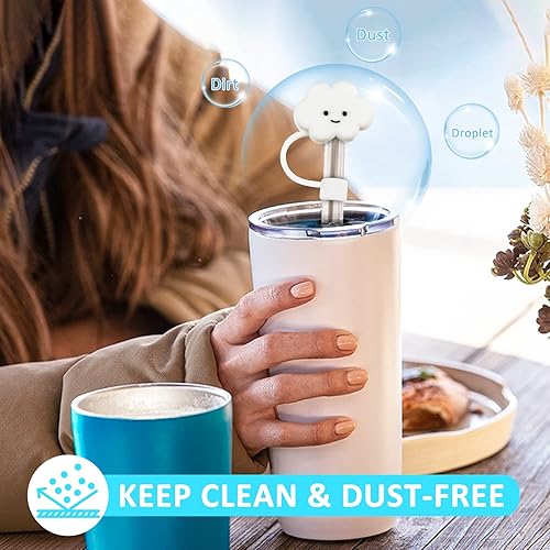 Miniatura 2 de Baseola Cubiertas de punta de pajita, a prueba de polvo, cubierta protectora suave de silicona reutilizable para pajitas de 0.4 pulgadas0.394 in, 6