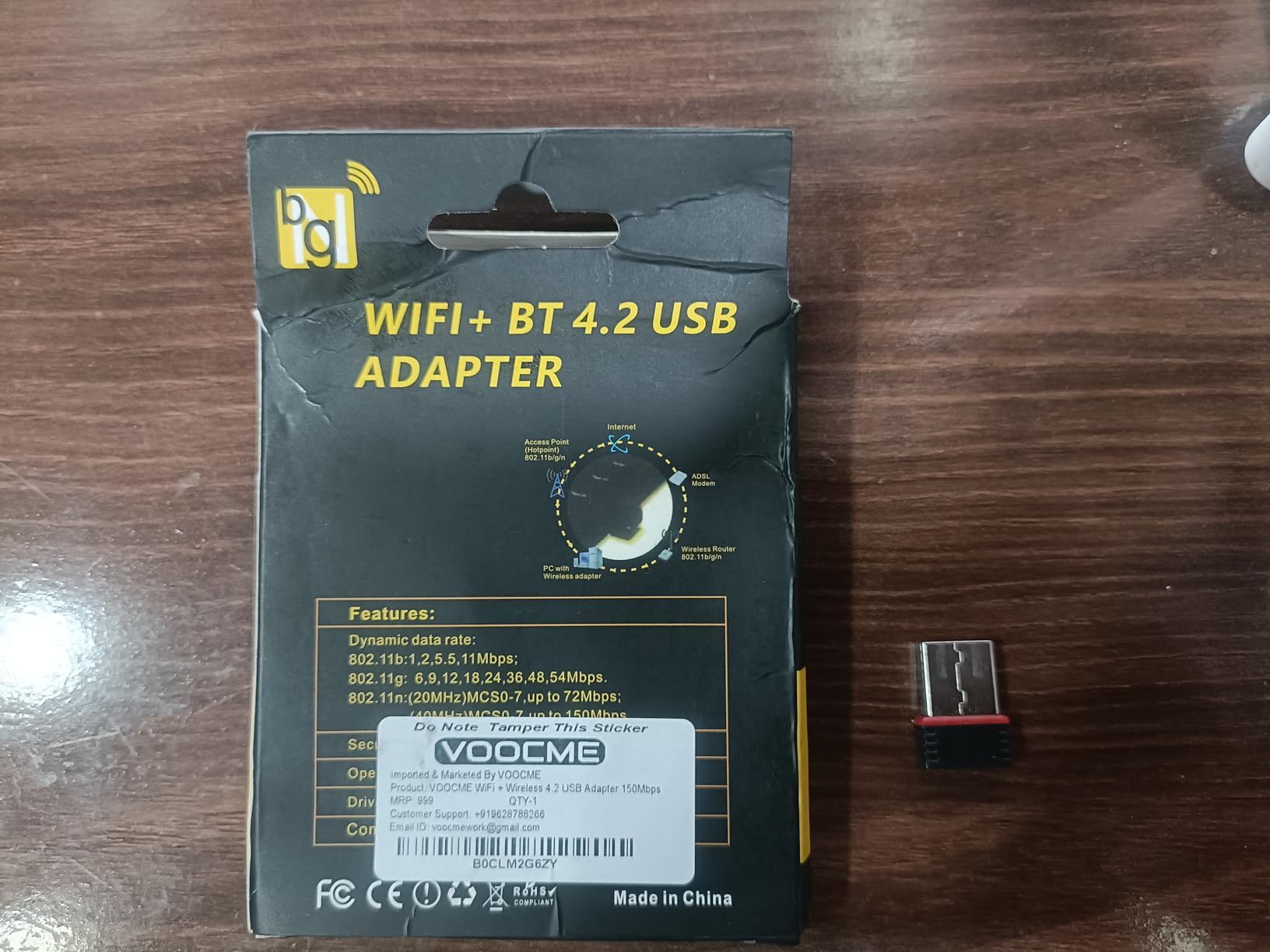 VOOCME USB Bluetooth 4.2 WiFi Adapter AC 150Mbps for PC, Wireless Wi-Fi ...