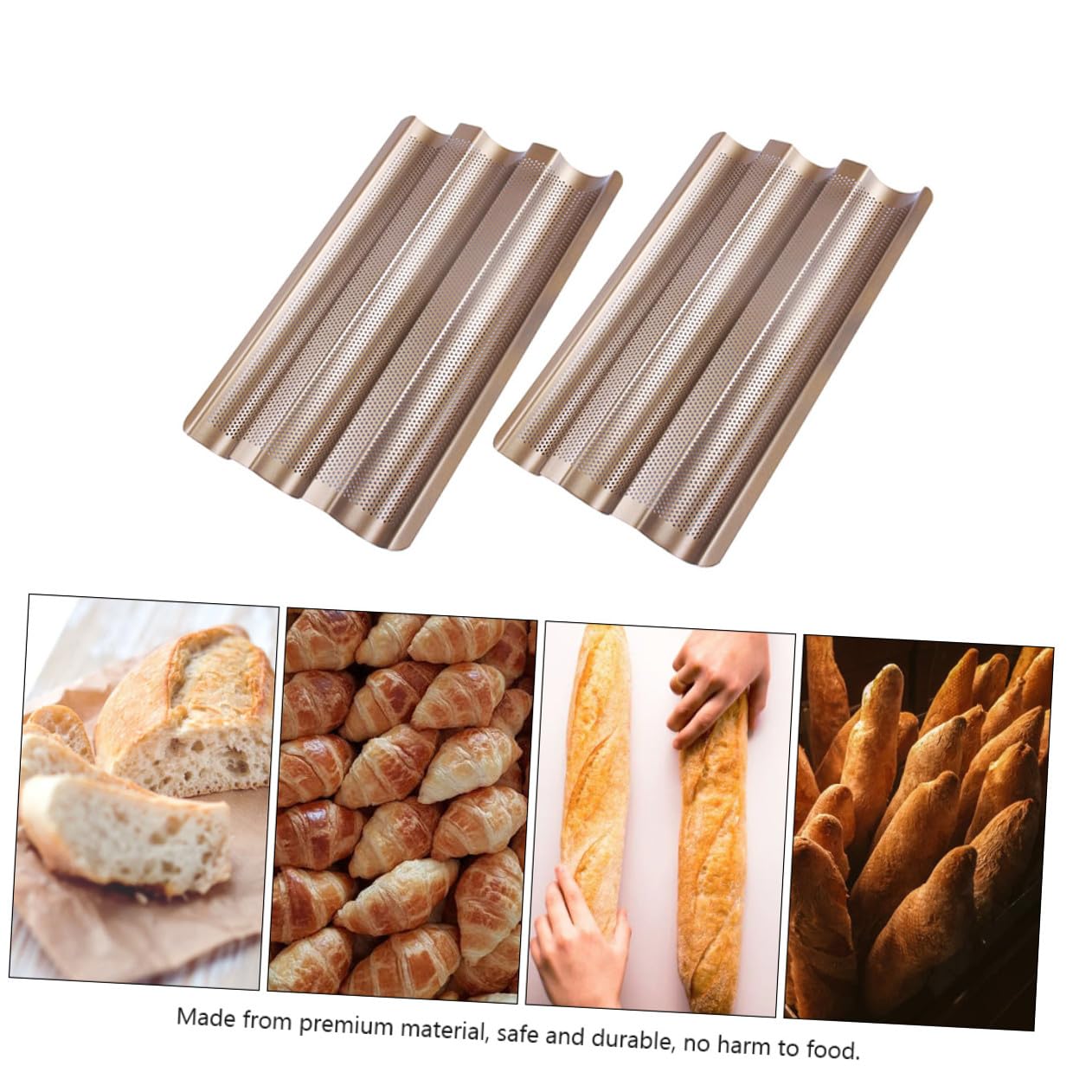 BESPORTBLE 2 pièces Moule à Français Vagues Acier Doré Outil de Pâtisserie Antiadhésif Réutilisable pour Cuisson Maison et Professionnelle