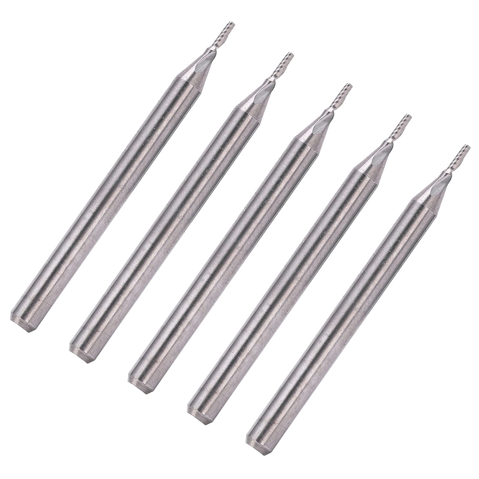 Marhynchus Frez Spiralny, Zestaw Frezów CNC ze Stali Wolframowej 5 szt. Głowica Tnąca 1 Mm Trzpień 3,175 Mm Długość 39 do Rzeźbienia w Drewnie Router CNC i Grawerowanie