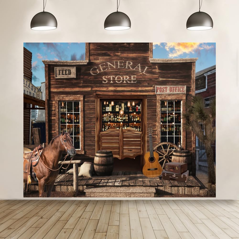 Western Cowboy Sfondo 3 x 2,4 m Western Cowboy a tema decorazioni per feste di compleanno banner country rustico salone selvaggio West cavallo fienile porta rodeo fotografia sfondo cowboy occidentale