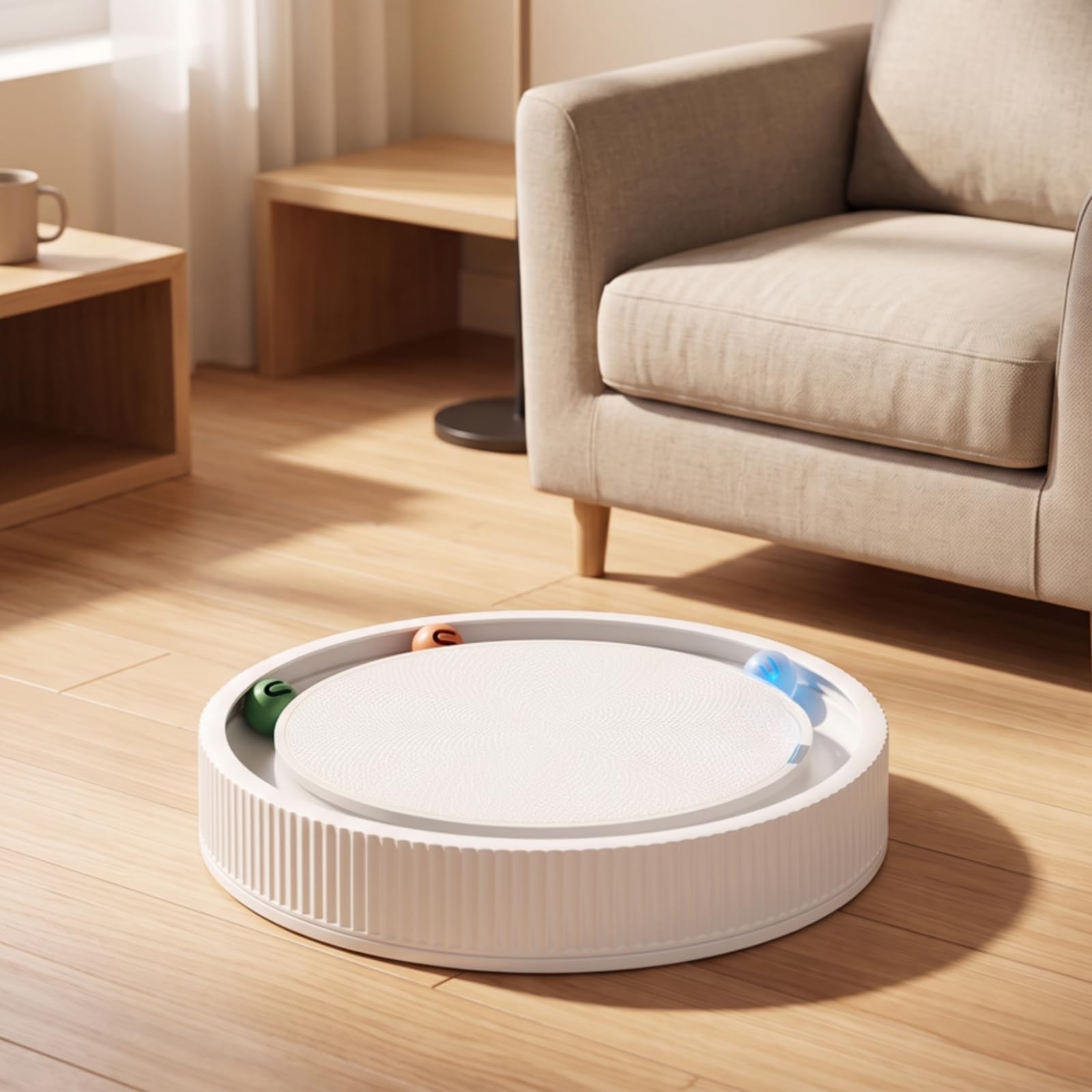 Jouet pour Chat avec Balles Mobiles, Blanc Perlé