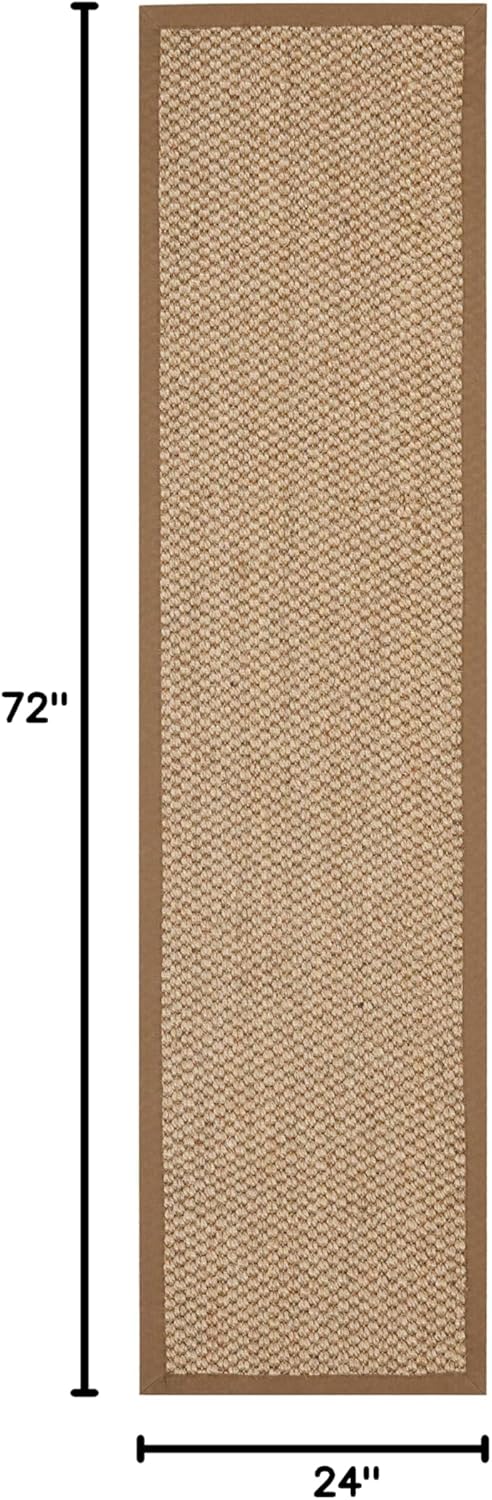 SAFAVIEH Natural Fiber Collection Runner Rug - 2' x 6', Natural Brown, Sisal, Woven Design with Border (NF525B)