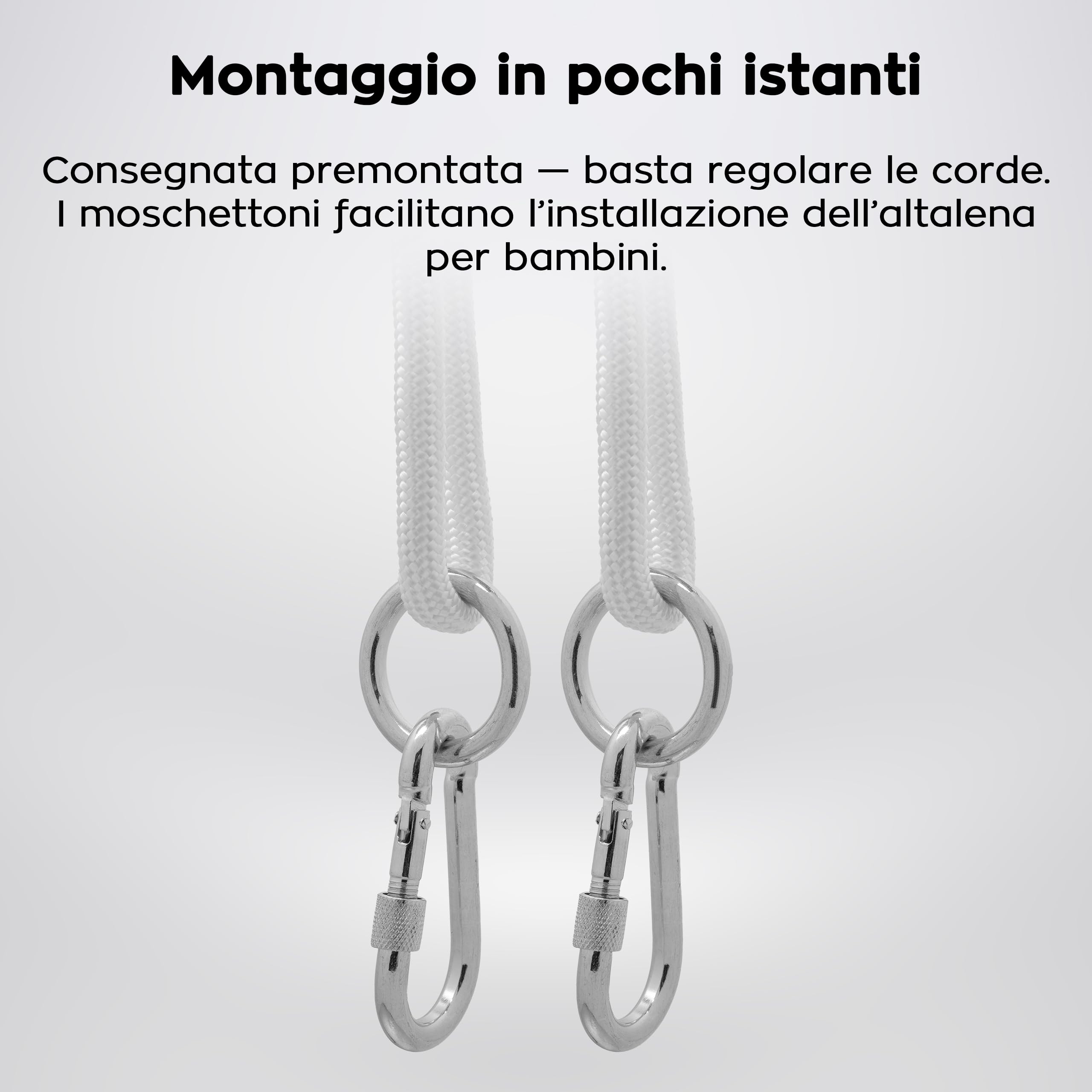 Tulano Hop 40 Altalena per bambini 3in1 - Altalena sospesa e seggiolino in cotone e legno - Dai 6 mesi - Imbottitura sicura - Portata 60 kg - Per interno ed esterno - Grigio