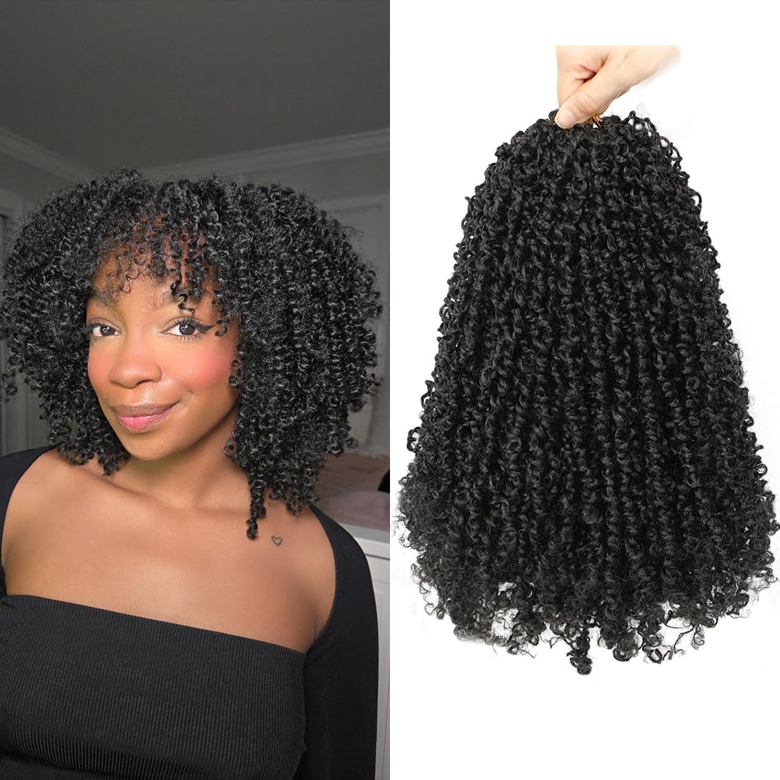 Youngther 16inch Yanky twist crochet hair Fluffy Spring Twist with curly crochet hair for black women Synthetic hair extension（16inch #2 6PCS）