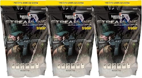 Lancer Tactical 0.20g-0.30g Streamline Competition Grade Tracer Airsoft BBS (Color: Green) X3