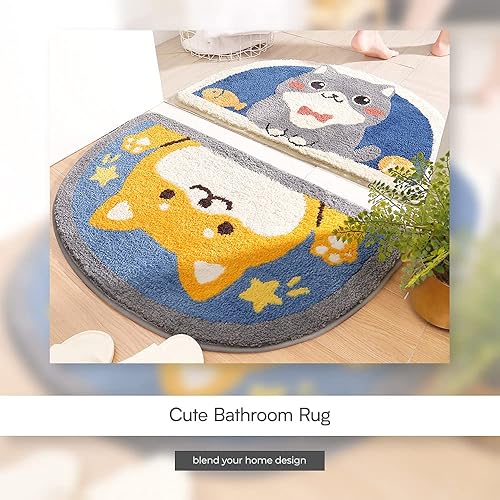 Miniatura 2 de Adorable alfombra de baño de animales (17.5 x 29.5  Shiba Inu), bonita alfombra de baño para entrada, tapete de ducha de microfibra suave absorbente