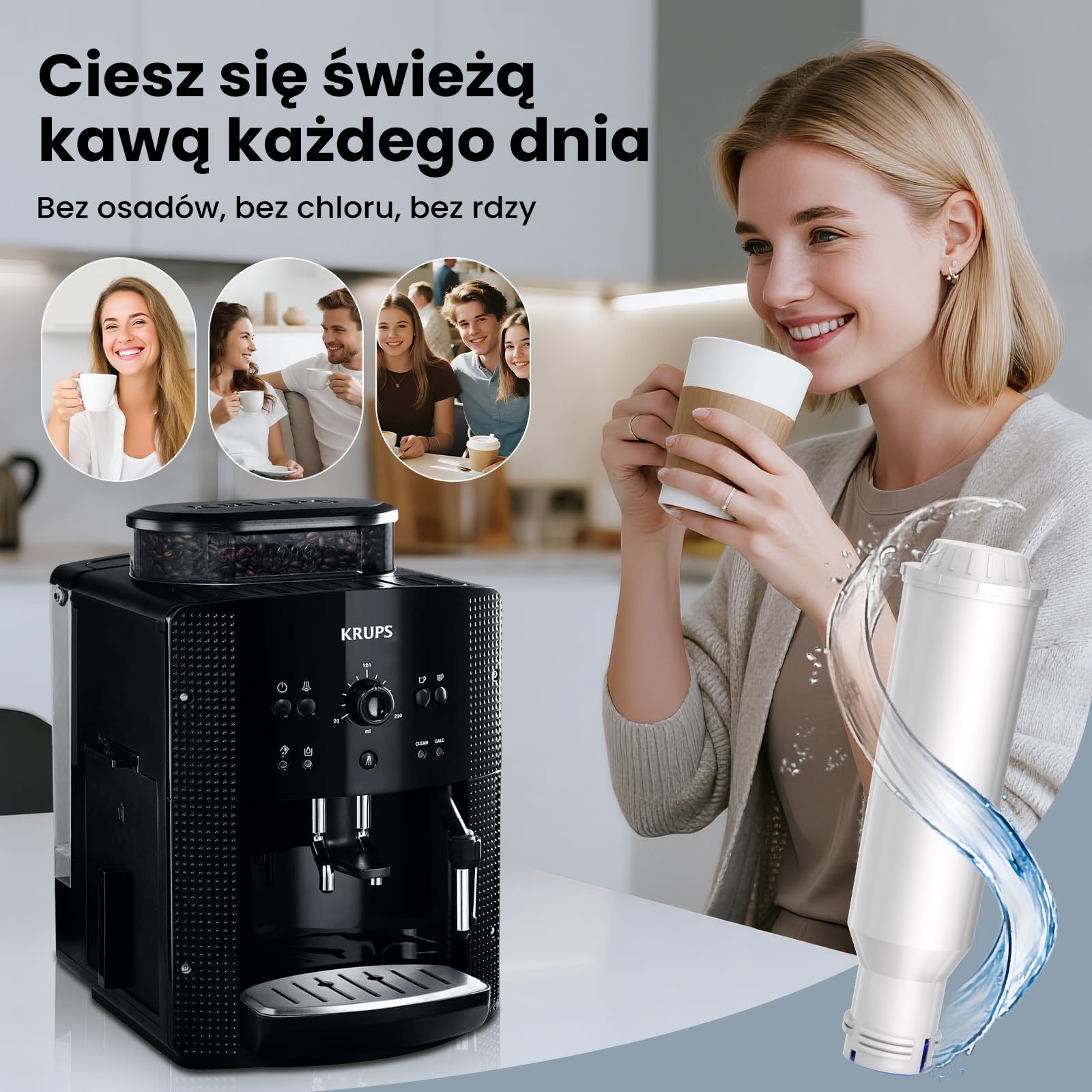 Mutital Zestaw 6 filtrów do ekspresów do kawy, zamiennik filtra wody Melitta, F088 Krups, Nivona Café Romatica, kompatybilny z Krups EA829S, Jura, Melitta Pro Aqua Barista TS