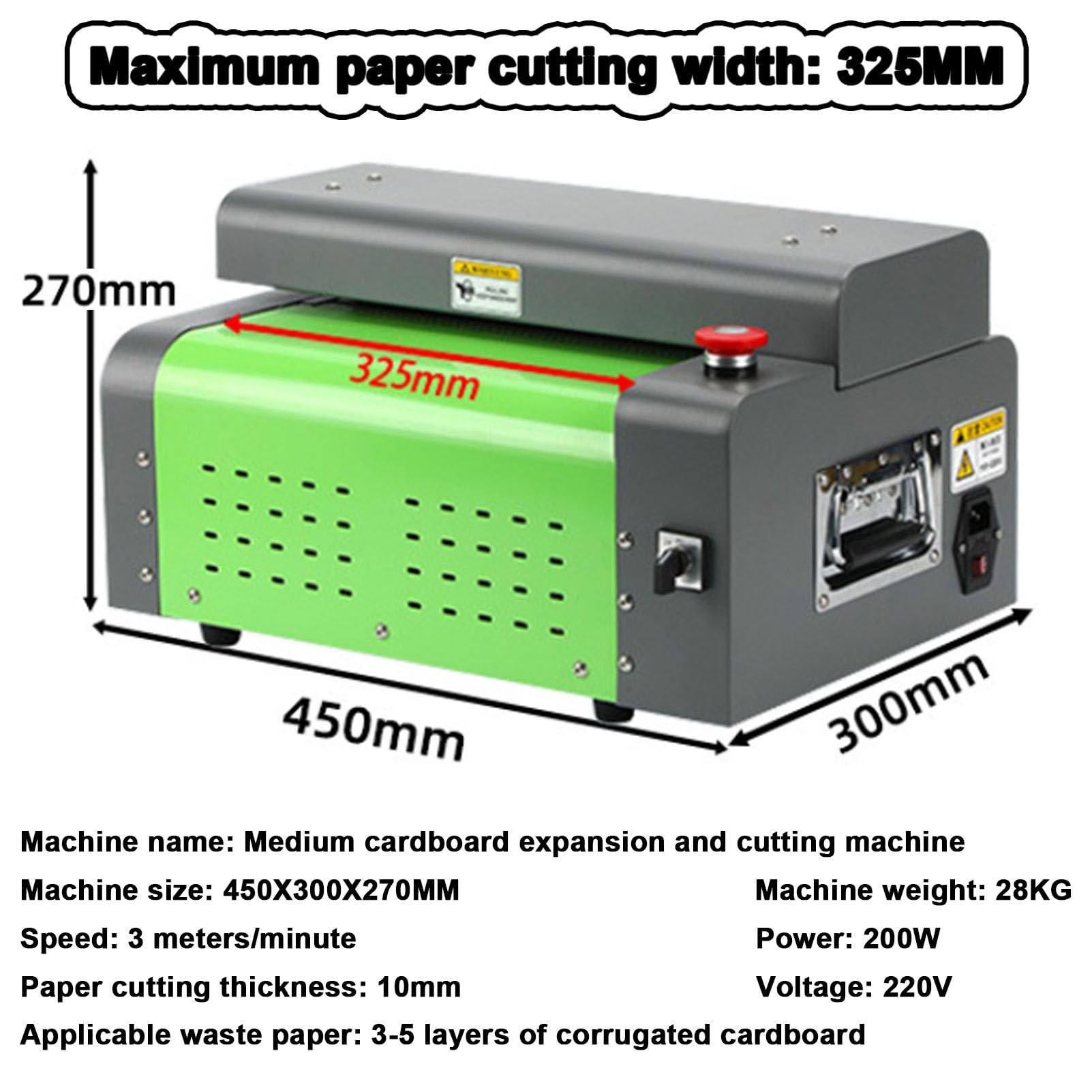 Máquina cortadora de expansión de caja de cartón corrugado, máquina de relleno de embalaje de Nido de abeja de Papel de 3 m/min, transforma El cartón en Material de embalaje (width325mm)