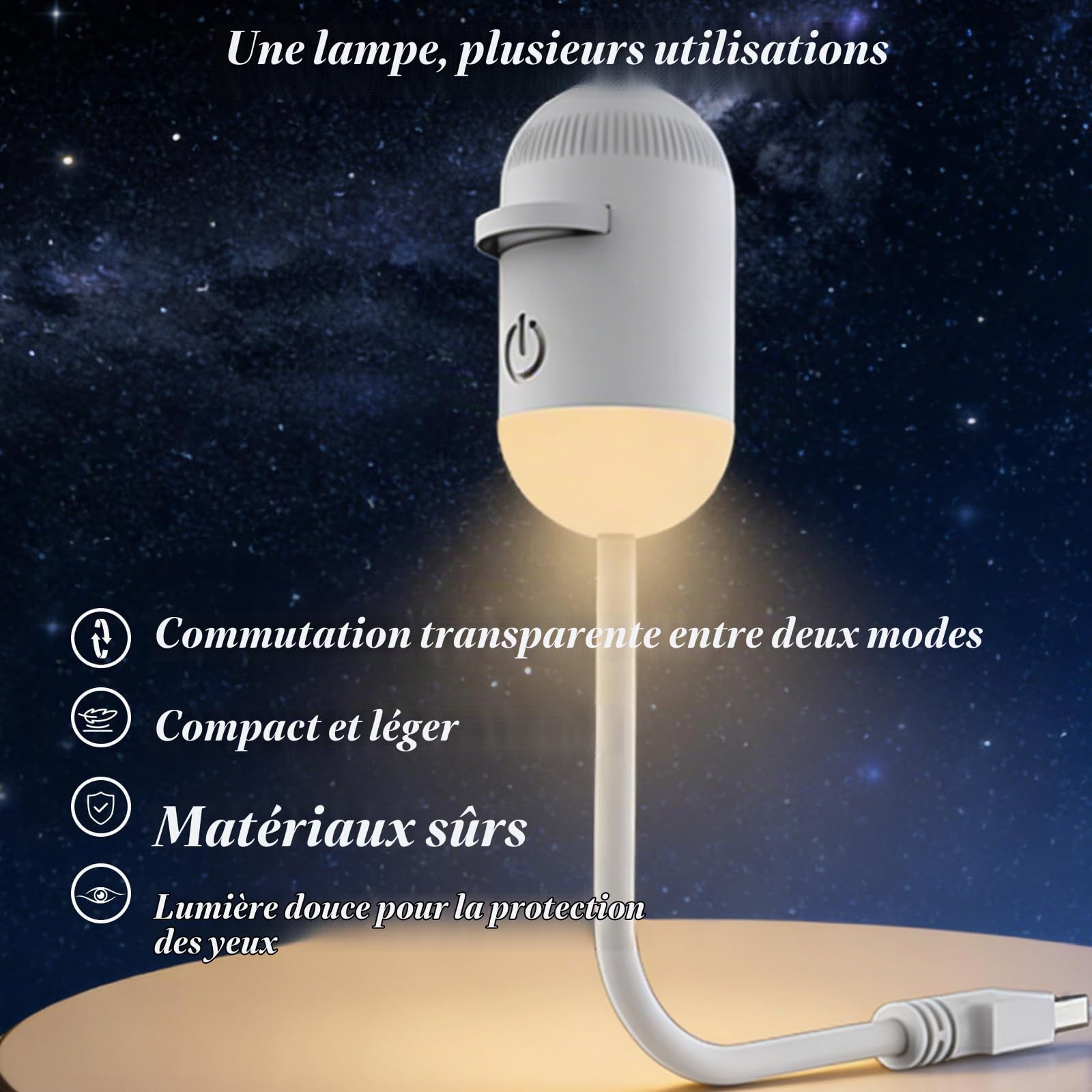 Galaxy Projector Plafond Veilleuse, Projecteur USB avec Plusieurs Diapositives de Projection, Mini Veilleuse LED Lampe Murale, Lampe Projecteur LED Portable pour Chambre à Coucher (24 Films)