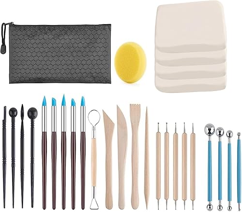 Arcilla polimérica, no tóxica, 4.4 libras con 24 herramientas de cerámica y pinceles de pintura, ideal para modelar, esculpir, vacaciones, proyectos