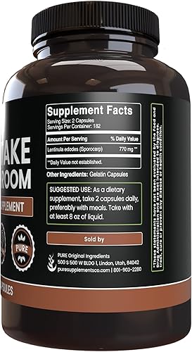 Miniatura 3 de PURE ORIGINAL INGREDIENTS Hongo Shiitake (365 cápsulas), sin magnesio o rellenos de arroz, siempre puro, verificado por laboratorio