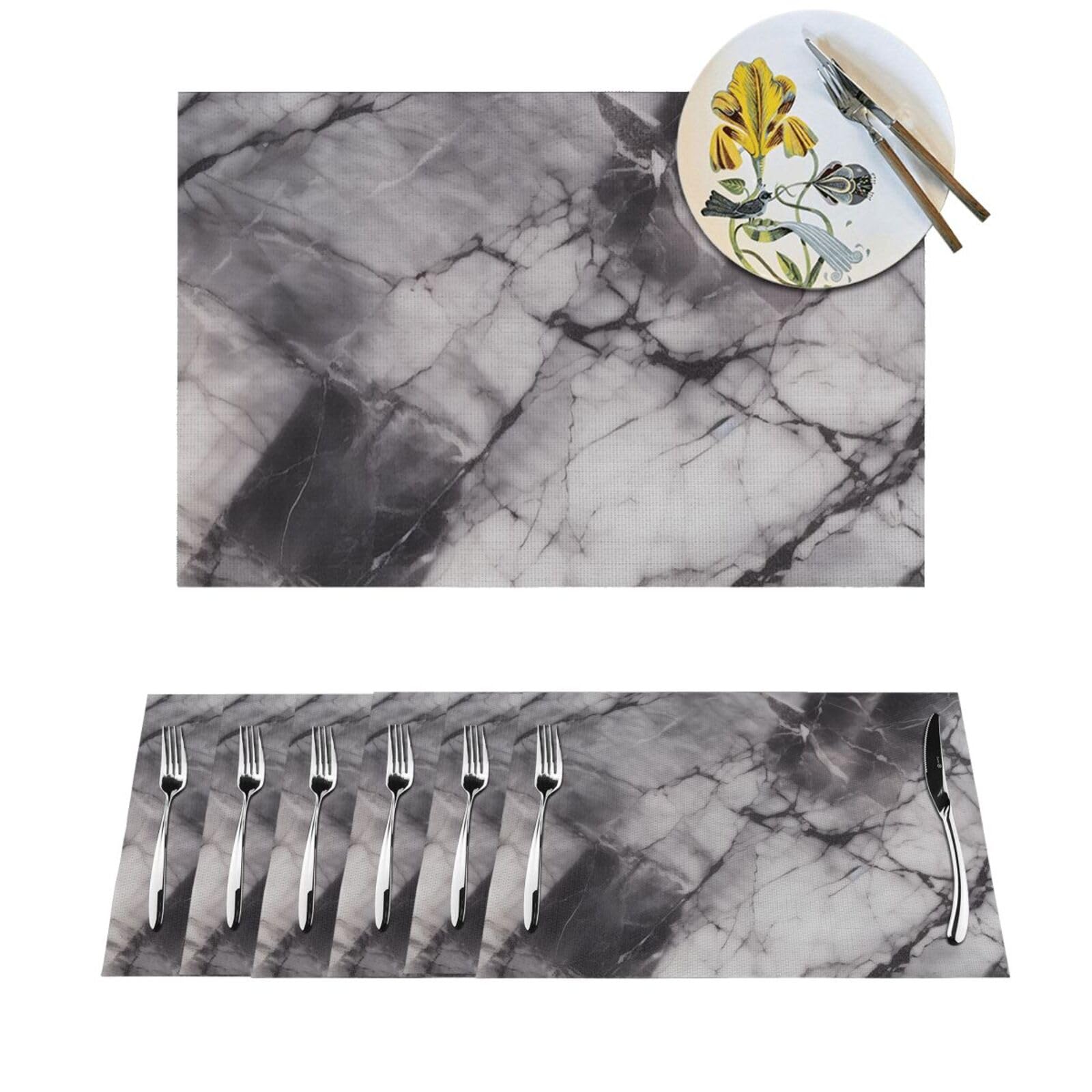 Set de table marbre noir lavable pour stopper les taches et protéger votre table