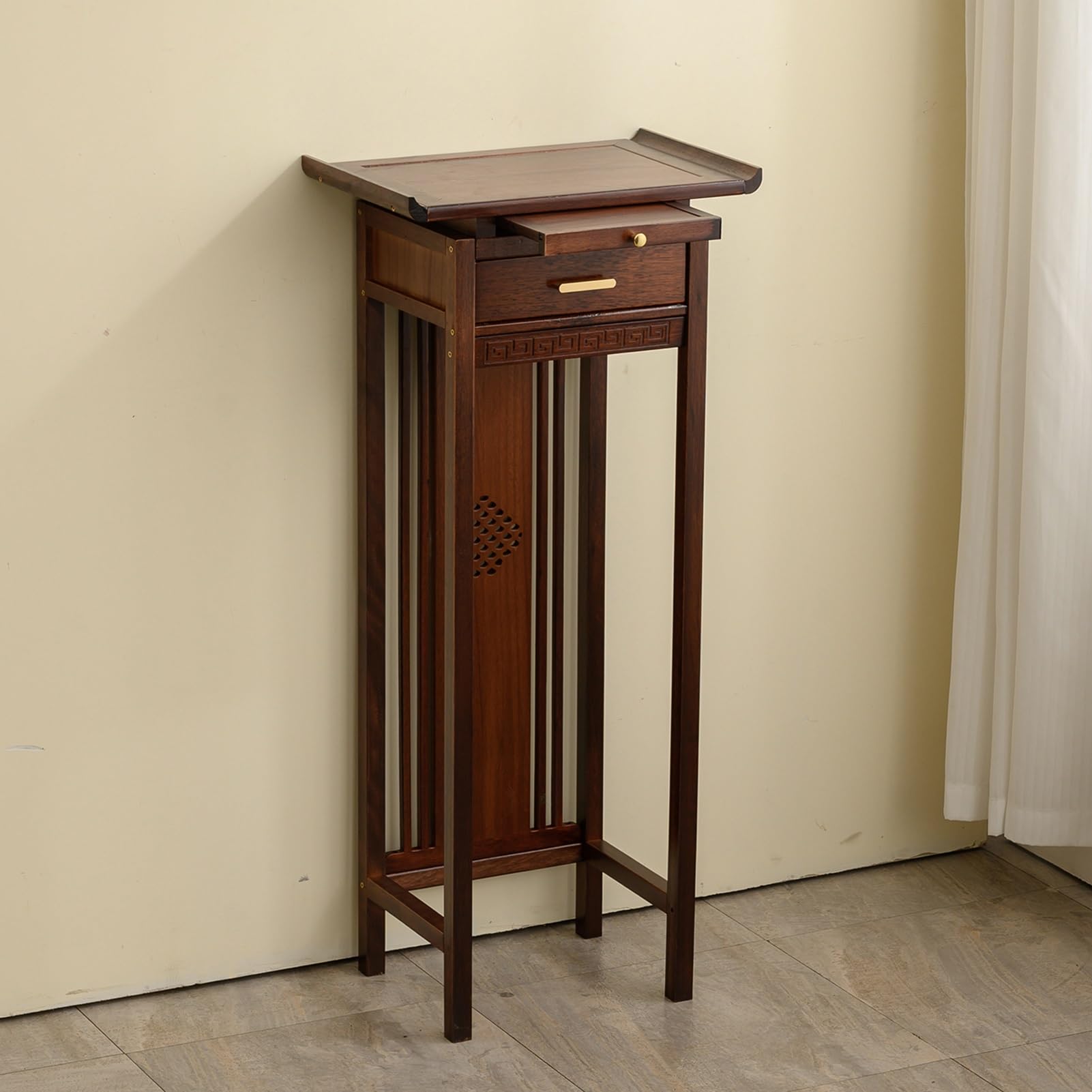 Table de méditation en bambou meuble d'autel spirituel avec tiroir
