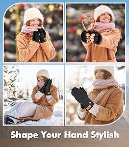CHENMEI Winter Fingerless Gloves for Men Women - Mittens Finger Wool Gloves with Flip,Warm Half Finger Knitted Cold Weather