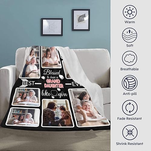 Miniatura 4 de Manta personalizada para nieta, mantas personalizadas con fotos, haz una manta de cama personalizada, manta de recuerdo personalizada para la mejor