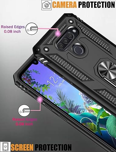 Miniatura 4 de Compatible con LG K50 Case/Funda de teléfono LG Q60, [grado militar] Soporte magnético para anillo de coche Soporte Funda protectora (negro)