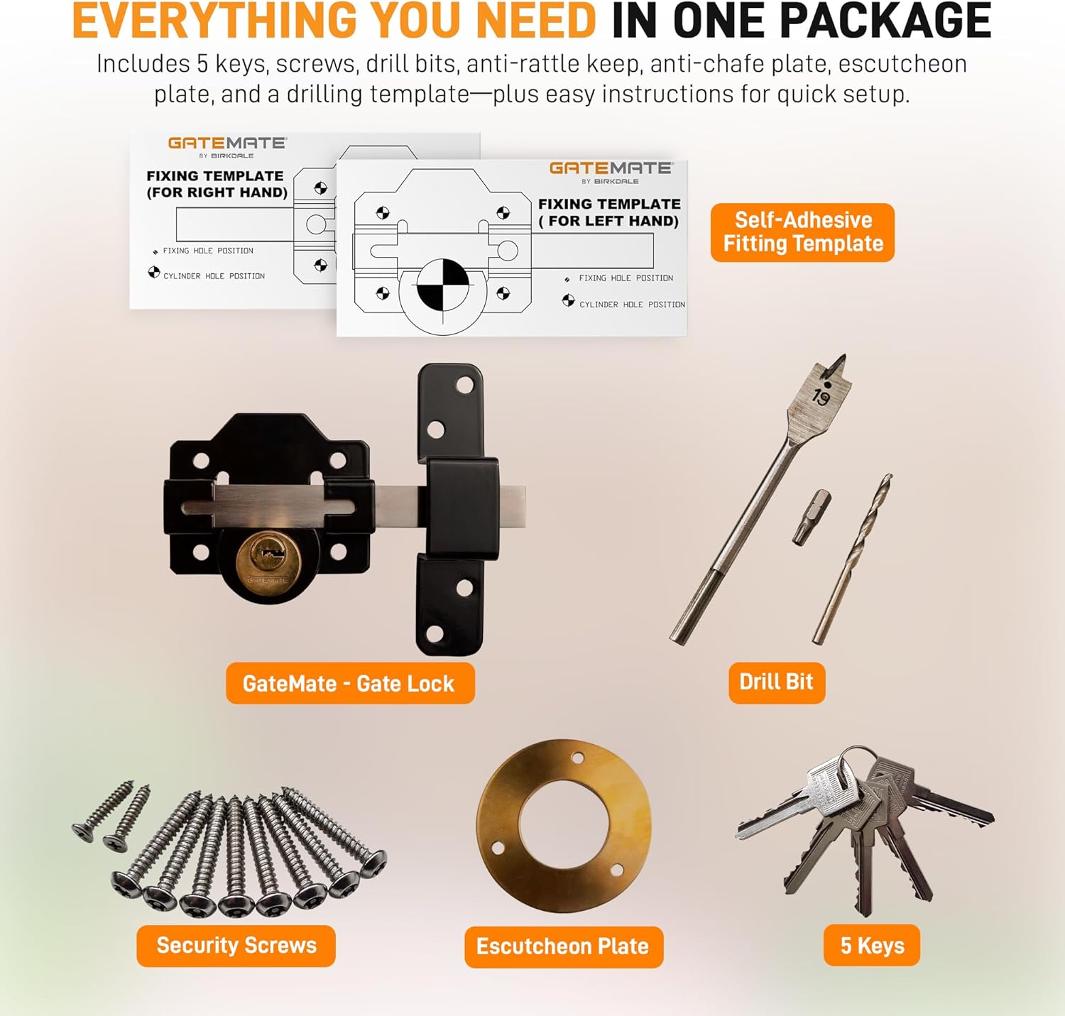 GateMate 2 ¾” Double Locking Long Throw Gate Lock 5 Keys Included, Stainless Steel, High Durability, Ideal for Gates and Doors, Corrosion-Resistant.